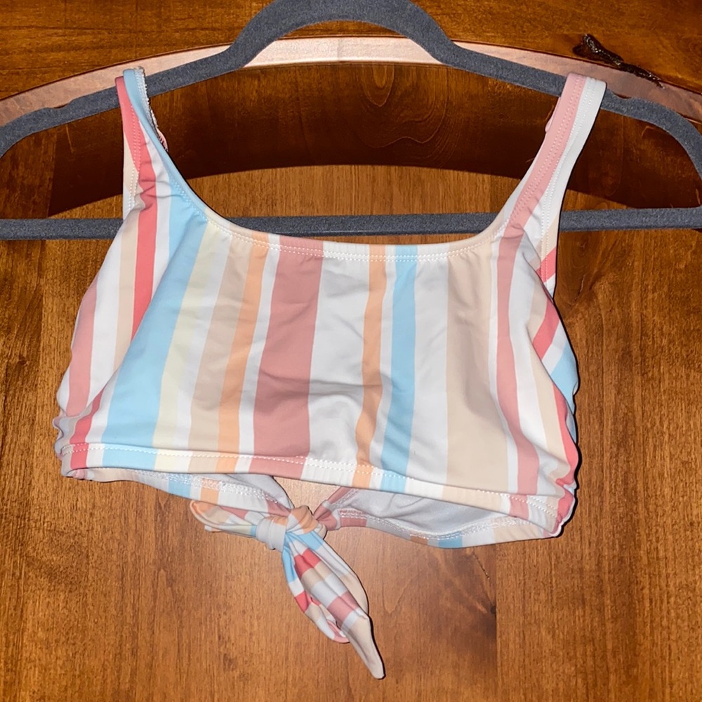 multi color striped bikini top